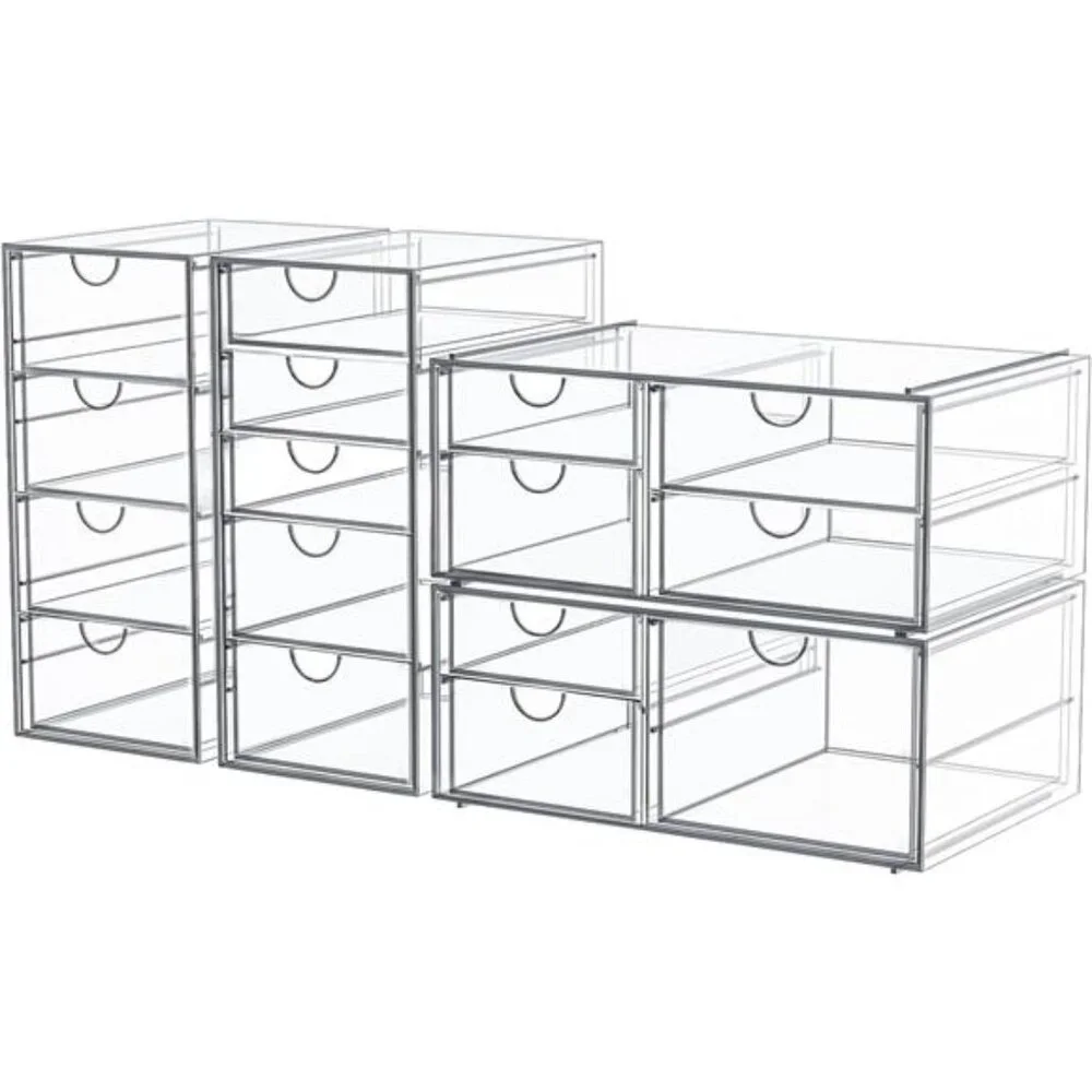 Makeup Organizer Storage with 16 Drawers, 4 Pcs Desktop Office Supplies
